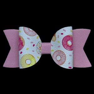 Faux Leather Girls Hair Bow Donuts